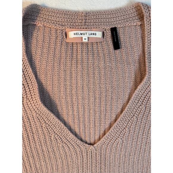 Helmut Lang Wool Cashmere Pink Mauve V Neck Sweater Shaker Knit Pullover Medium - Picture 5 of 8